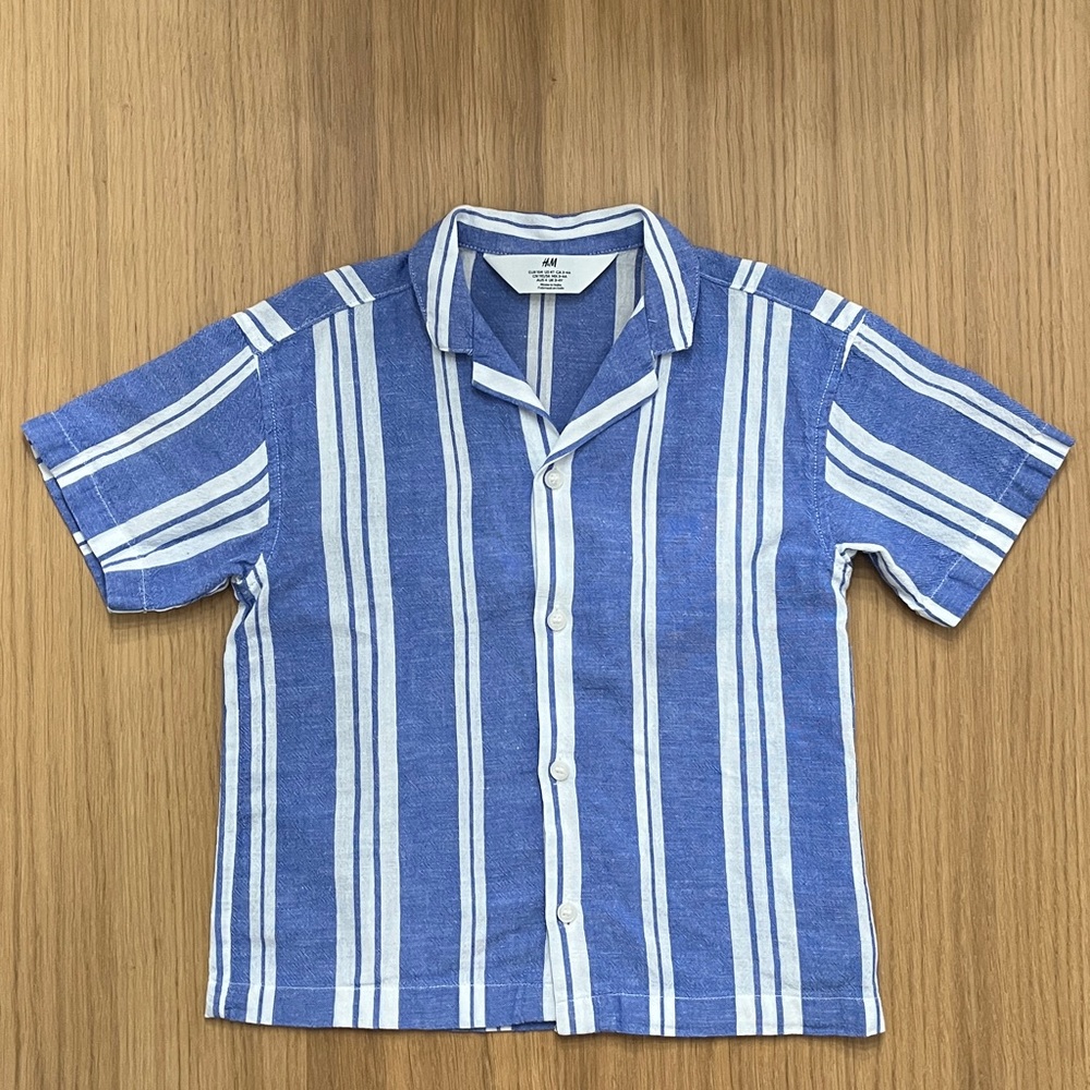 H&M, Kids shirt- sleeved resort shirt, stripes blue white size 3/4